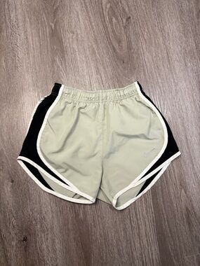 Nike Women's Pale Green Running Shorts with Black Panels